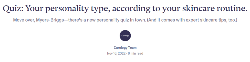 Curology quiz.