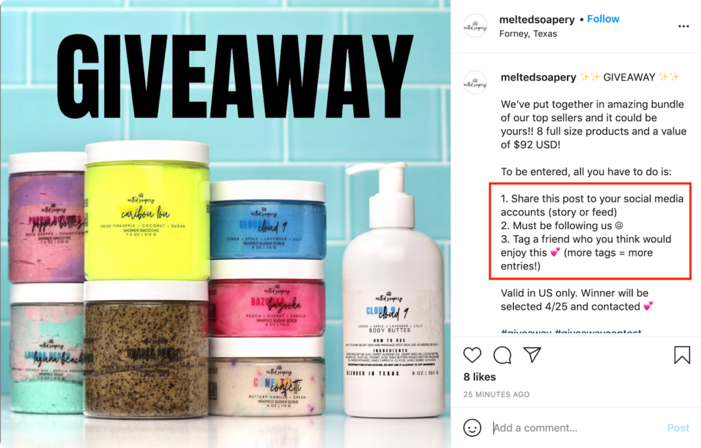 instagram giveaway.