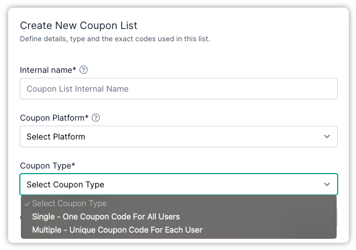 coupon list.