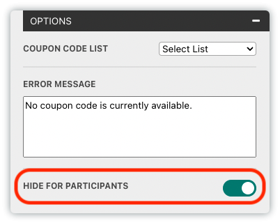 coupon code.