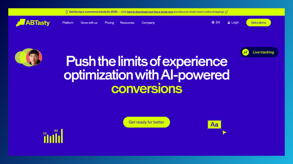 A/B Tasty homepage screenshot.