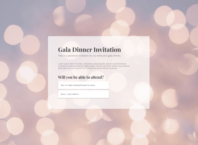 Gala Dinner Invitation Form.