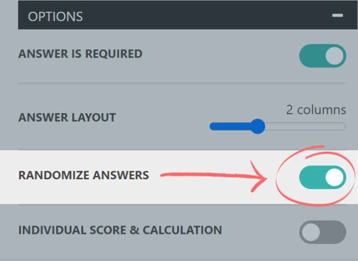 New Feature: Randomized Answers & Columns.