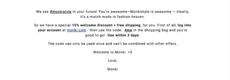 monki promo email.