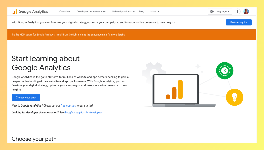 Google Analytics 4 homepage screenshot.