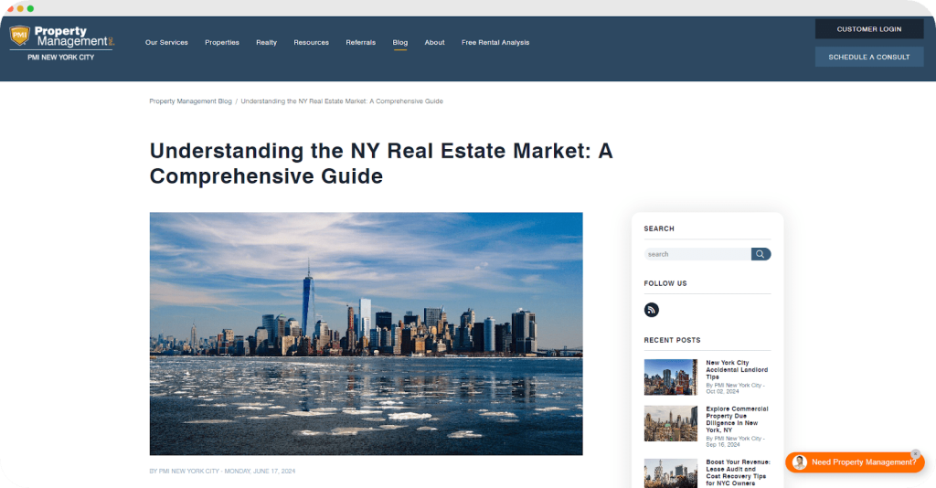 Property Management's blog post on the NY real estate market.