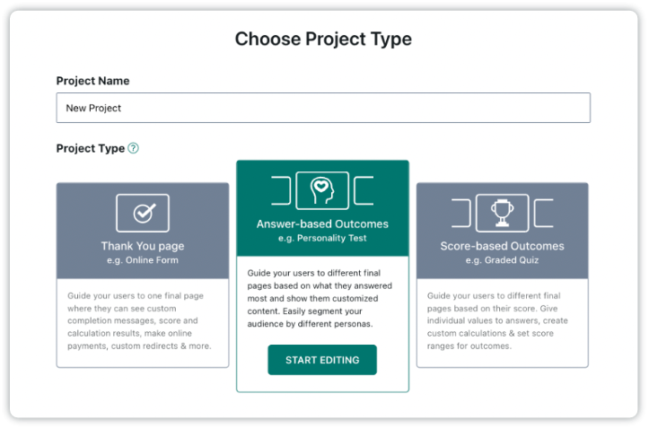 involve.me project types.