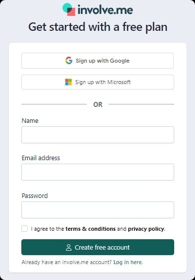 involve.me sign up.