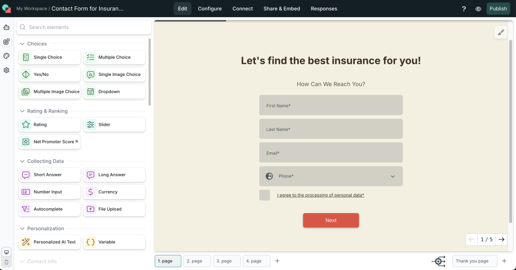 involve.me forms tools.