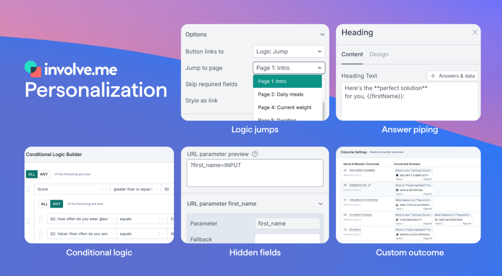 involve.me personalization features.