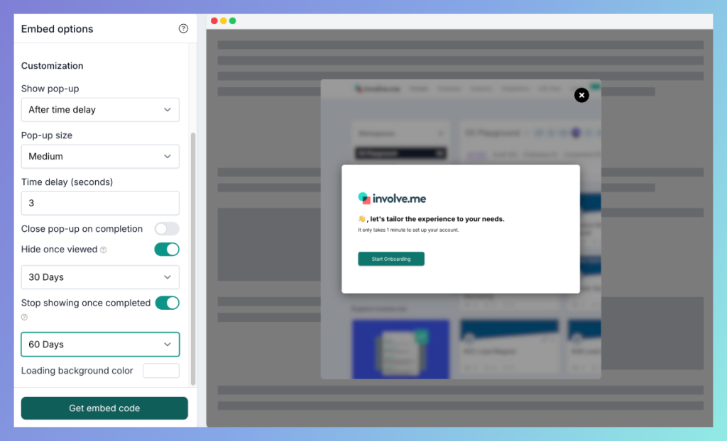 involve.me popup triggers.