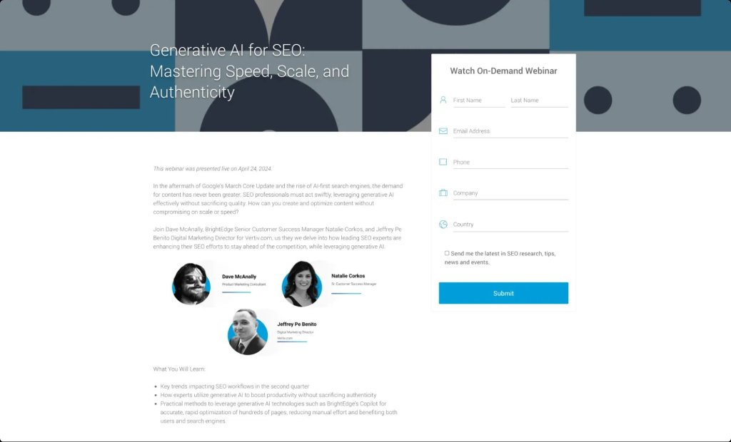 Landing Page for Webinar.