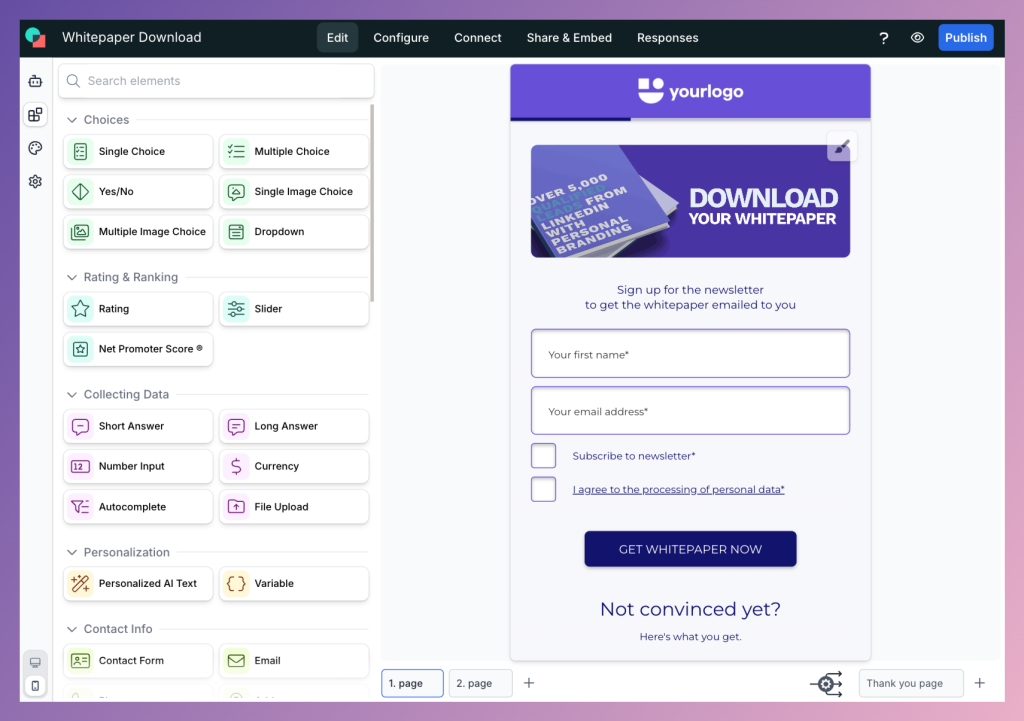 Mobile-first landing page builder.