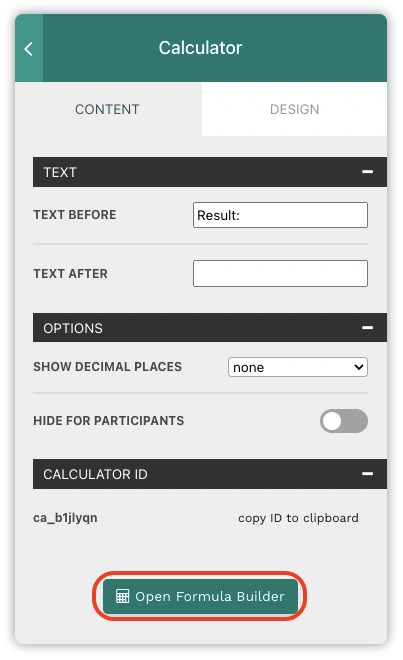 calculator formula builder involve.me.