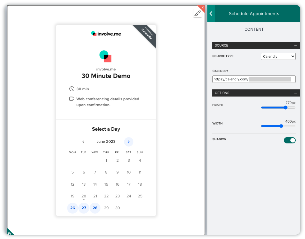 Schedule Appointments Element.