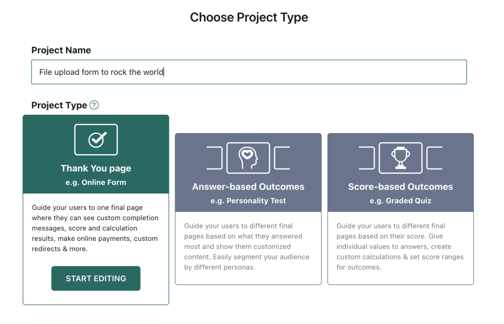 involve.me project types.