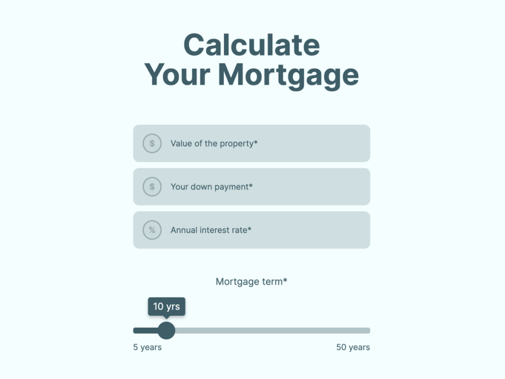 Mortgage Calculator Form Template.