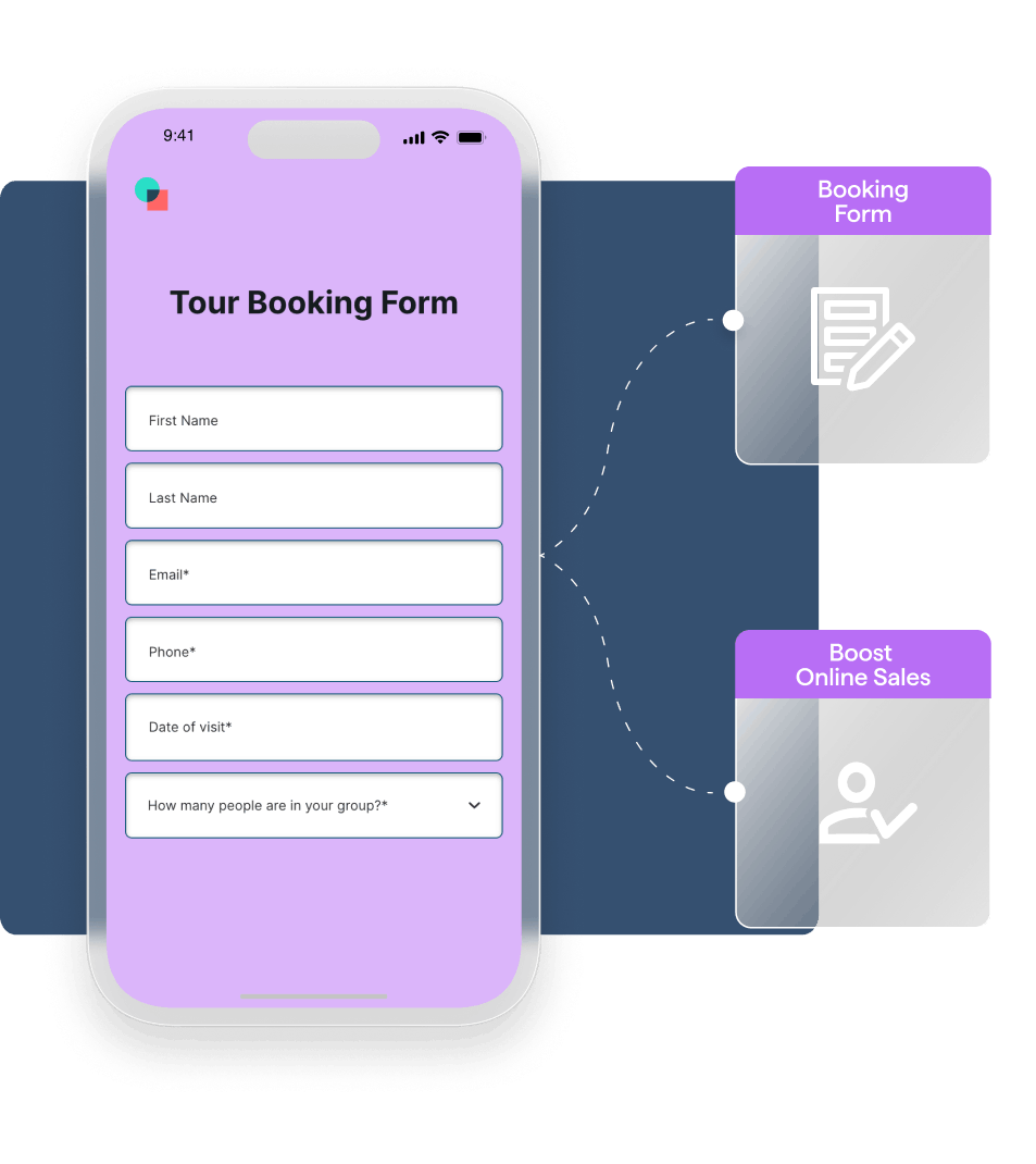 Tour booking form on a phone screen.