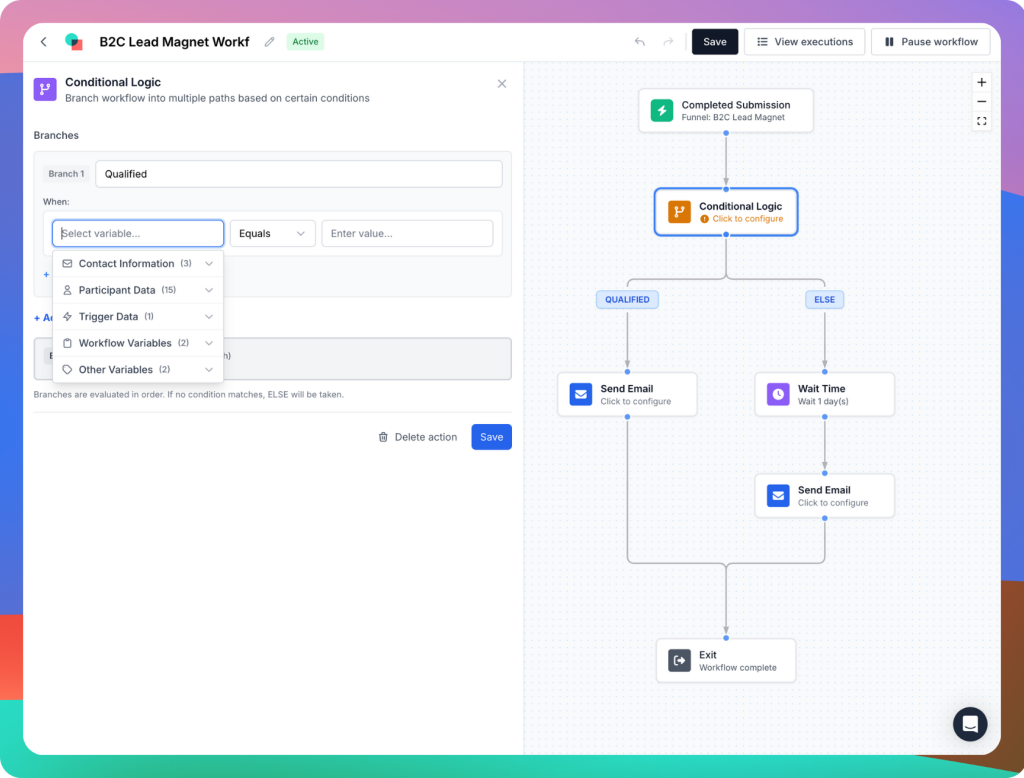 workflow conditional logic branching.