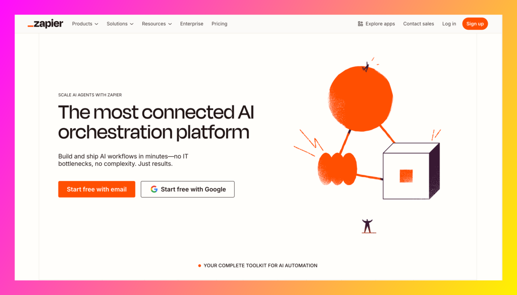 Zapier homepage screenshot.